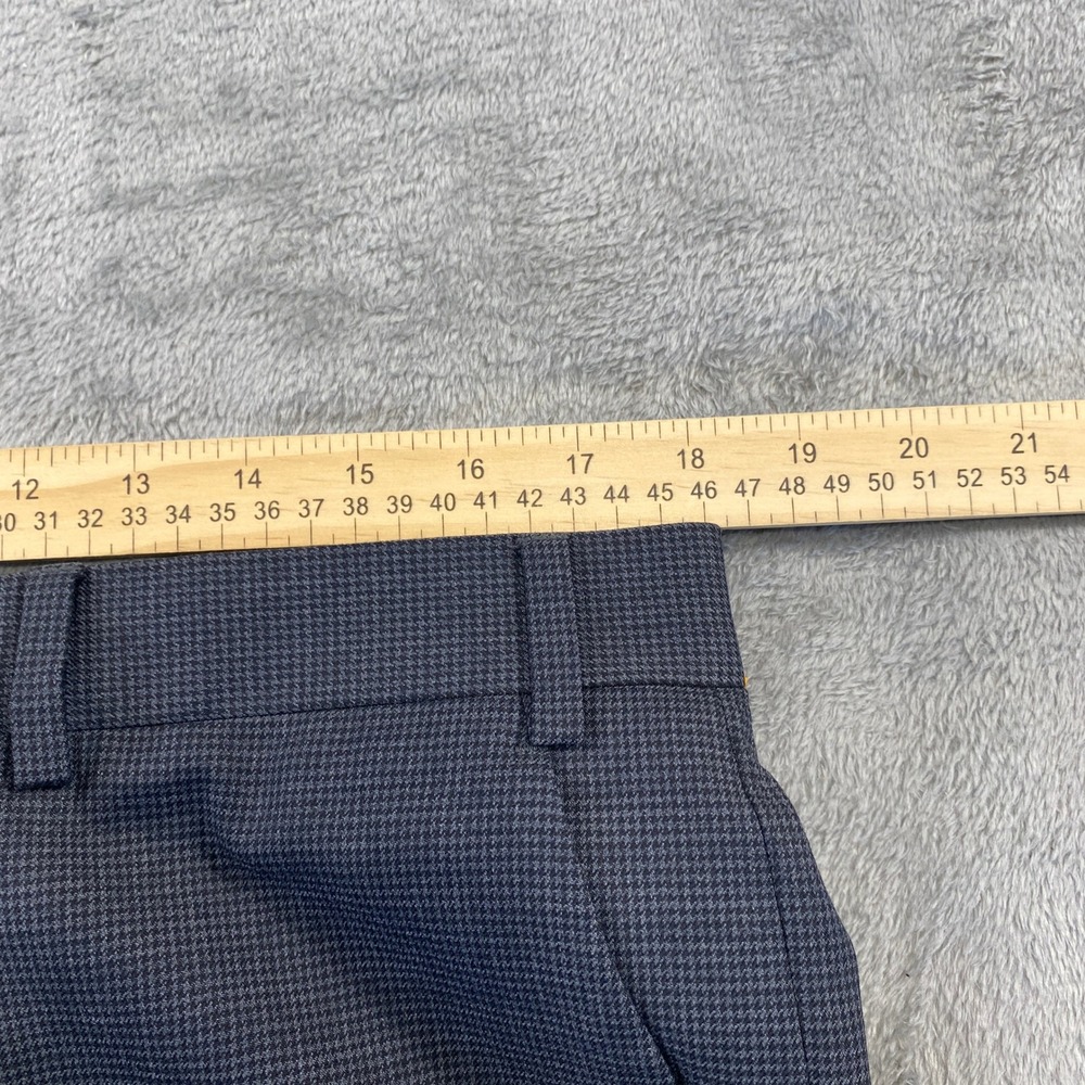 John Varvatos Dress Pants Men 36 Grey Houndstooth Wool Blend Flat Front Trousers - Picture 4 of 11